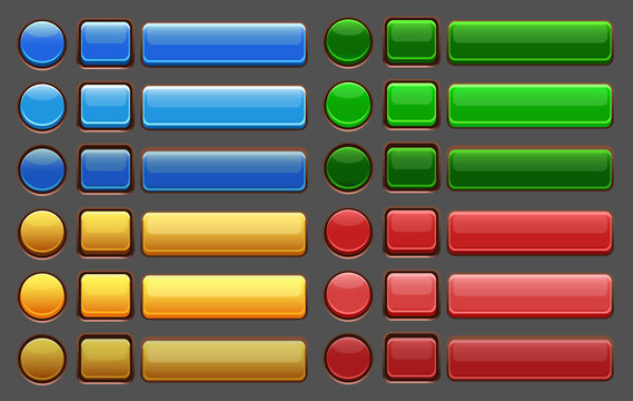 Game buttons GUI pack. Vector illustration