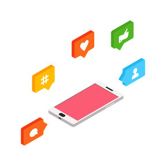 Isometric social networking, internet concept, vector illustration, isometric style