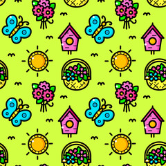 Spring seamless pattern vector illustration