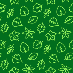 Green Leaves seamless pattern vector illustration