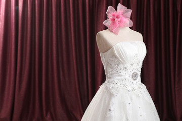 Wedding dress , bridal gown on puppet