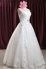 Fototapeta na wymiar Wedding dress , bridal gown on puppet