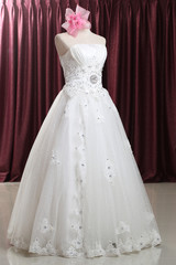 Fototapeta na wymiar Wedding dress , bridal gown on puppet