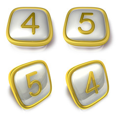 Four and Five 3d metalic square Symbol Button Icon Design Series. 3D World Flag Button Icon Design Series.