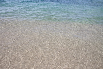 Crystal clear water and white sand of Waikiki Beach