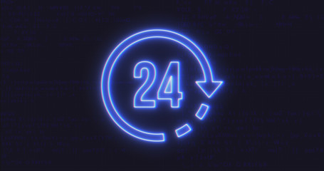Futuristic Interface 24 Icon on Computer Code Background