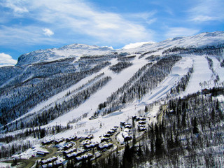 Ski slopes in a skiing resort in Norway