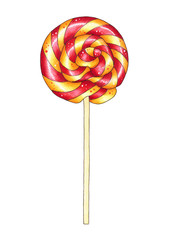 Colorful lollipop. Hand drawn marker illustration.