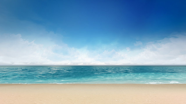 sandy beach with sea and calm sky