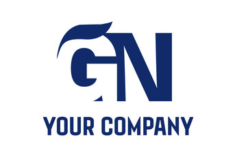GN Negative Space Square Swoosh Letter Logo