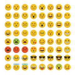 Set of emoji emoticon character faces. 