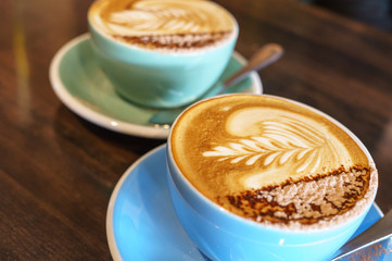 Green and blue espresso coffee cups