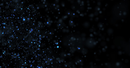 Abstract Blue Glitter on Black Background