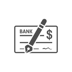 Bank check icon flat