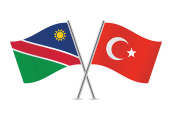 Nambia and Turkey flags.Vector illustration.