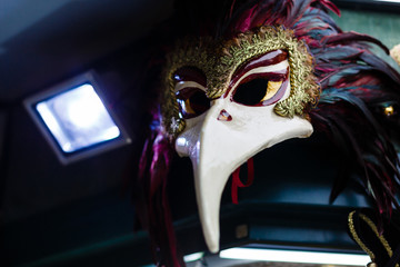 Venetian masks in store display in Venice. Annual carnival in Venice is among the most famous in Europe. Its symbol is the Venetian mask