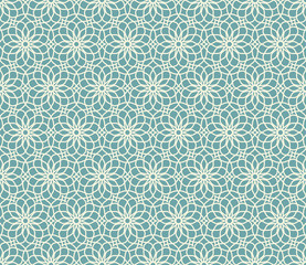 lacy pattern 4 / Blue and beige ethnic pattern of floral elements. Seamless vector background.