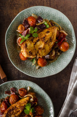 Grilled chicken steak with roasted vegetable