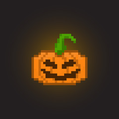 Pixel halloween pumpkin for games and applications