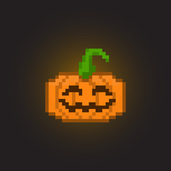 Pixel halloween pumpkin for games and applications