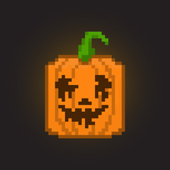 Pixel halloween pumpkin for games and applications