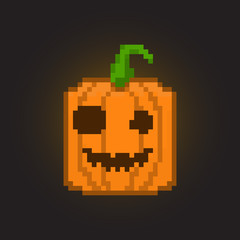 Fototapeta premium Pixel halloween pumpkin for games and applications