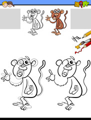 drawing and coloring worksheet with monkey