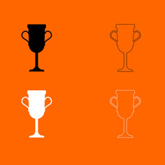 Trophy cup  black and white set icon .
