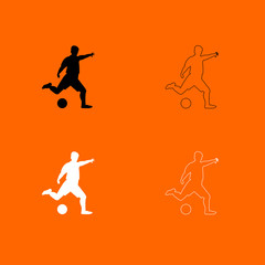 Footballer  black and white set icon .