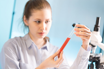 Student with test tube