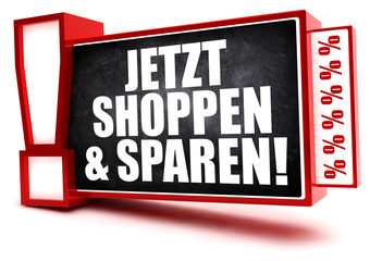 Jetzt shoppen & sparen! Button, Icon