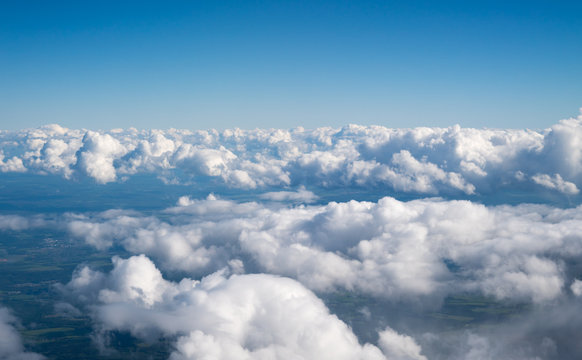 blue sky with the clouds from the plane view