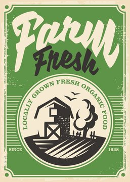 Farm fresh products retro poster design