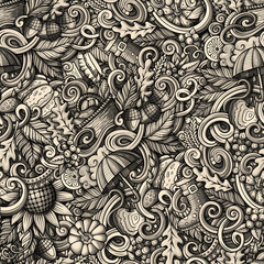 Cartoon doodles Autumn seamless pattern