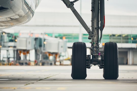 Wheels of the airplane