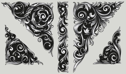 Decorative vintage ornate design elements