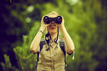 woman with binoculars