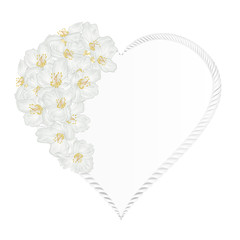 Floral  frame heart with  Jasmine   vintage  festive  background vector illustration editable hand draw