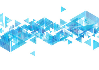 Fototapeta premium Tech blue triangles and waves abstract background