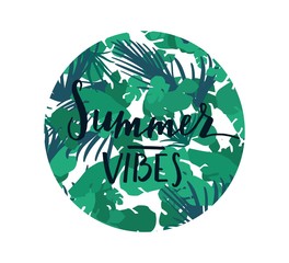 Tropical lettering round badge