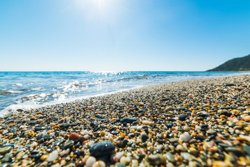 Close up of pebbles in Perdepera beach