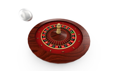 Roulette wheel. 3d render image. Isolated white background.