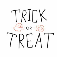 Trick or Treat word handwriting doodle style vector illustration