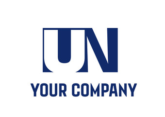 UN Negative Space Square Swoosh Letter Logo