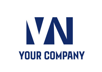 VN Negative Space Square Swoosh Letter Logo