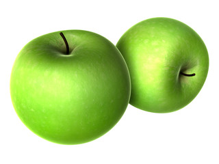 Two Fresh Yellow Green apples. Foods and Dishes Series.