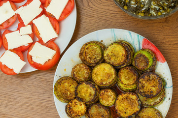 Preparation of fried zucchini