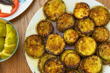 Preparation of fried zucchini