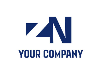 ZN Negative Space Square Swoosh Letter Logo