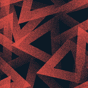 Vector Abstract Stippled Weird Hipster Seamless Pattern. Handmade Tileable Geometric Dotted Grunge Orange And Black Solid Simple Background. Bizarre Art Illustration